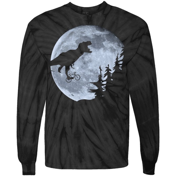 T-Rex Riding To The Moon  Tie-Dye Long Sleeve Shirt