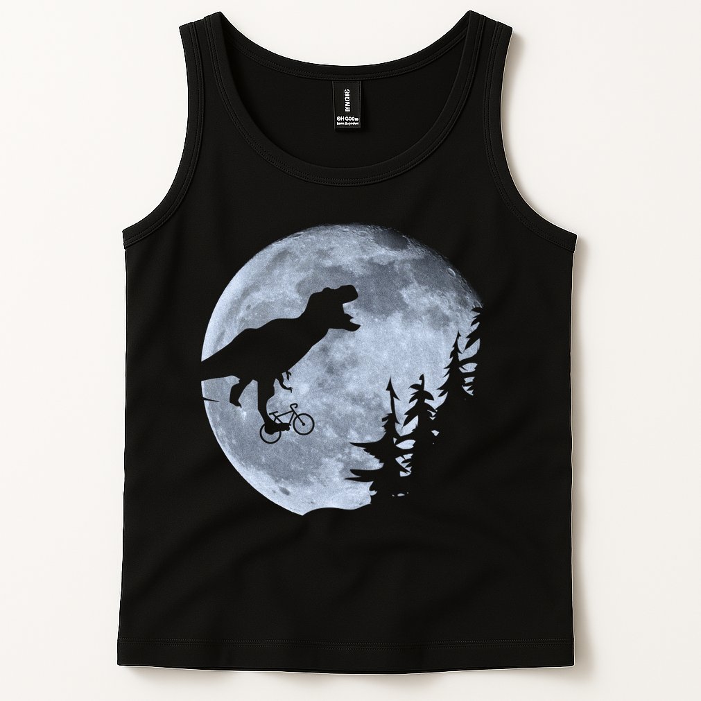 T-Rex Riding To The Moon  Tank Top