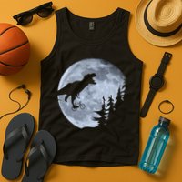 T-Rex Riding To The Moon  Tank Top