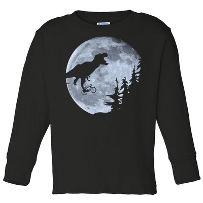 T-Rex Riding To The Moon  Toddler Long Sleeve Shirt