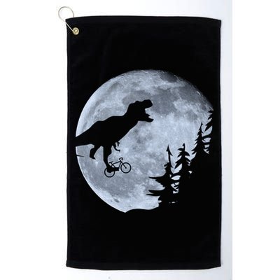 T-Rex Riding To The Moon  Platinum Collection Golf Towel