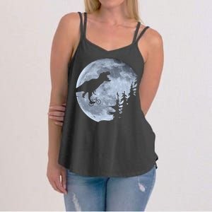 T-Rex Riding To The Moon  Women's Strappy Tank