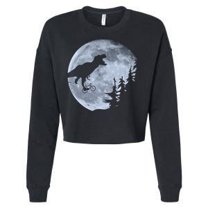 T-Rex Riding To The Moon  Cropped Pullover Crew