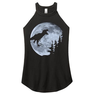 T-Rex Riding To The Moon  Women's Perfect Tri Rocker Tank