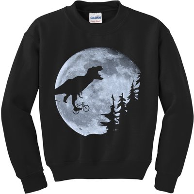 T-Rex Riding To The Moon  Kids Sweatshirt