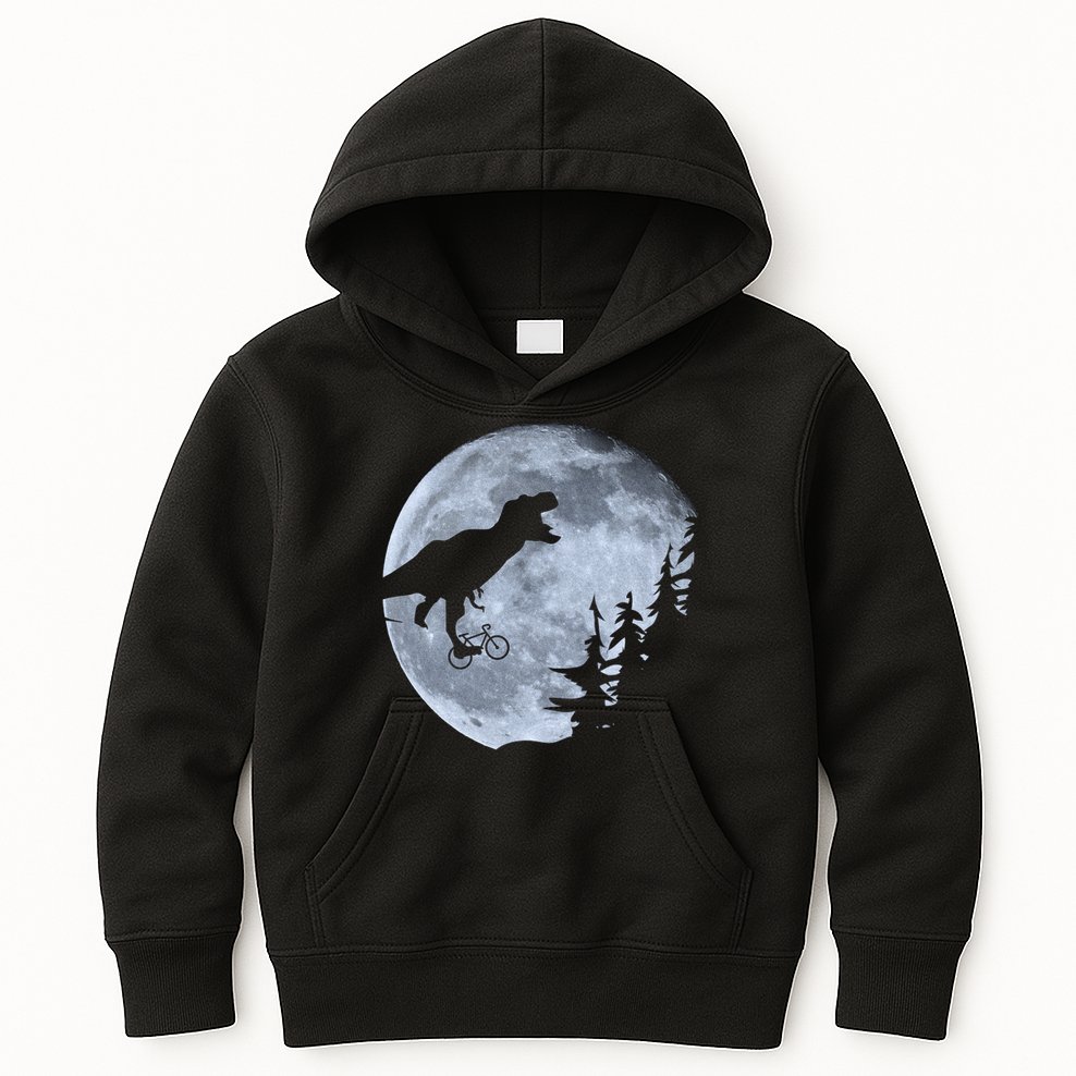 T-Rex Riding To The Moon  Kids Hoodie