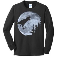 T-Rex Riding To The Moon  Kids Long Sleeve Shirt