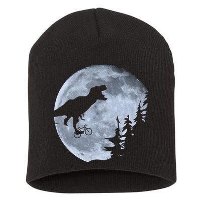 T-Rex Riding To The Moon  Short Acrylic Beanie