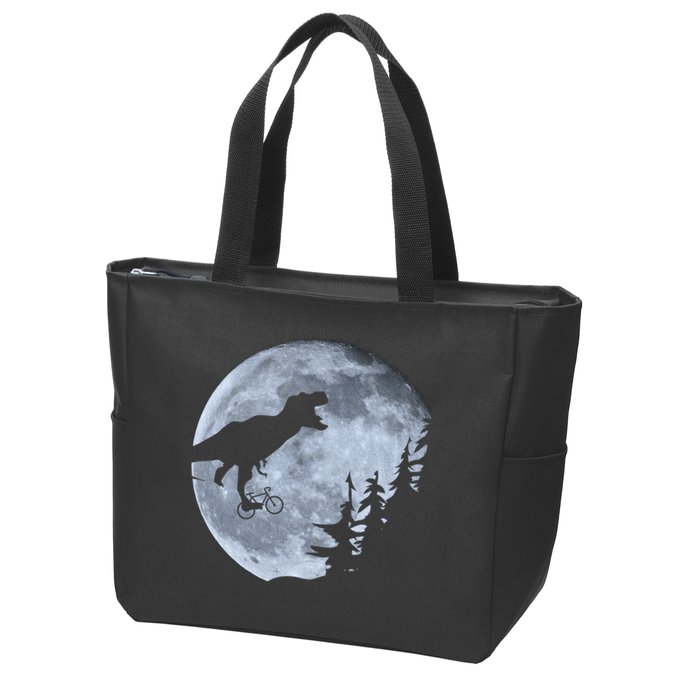 T-Rex Riding To The Moon  Zip Tote Bag