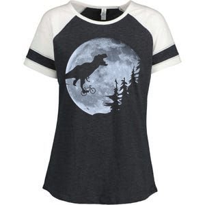 T-Rex Riding To The Moon  Enza Ladies Jersey Colorblock Tee