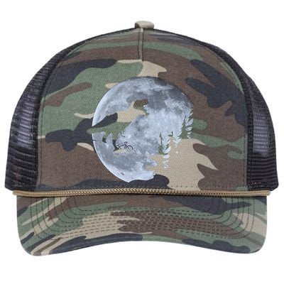 T-Rex Riding To The Moon  Retro Rope Trucker Hat Cap