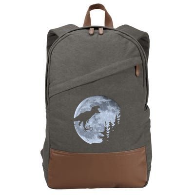 T-Rex Riding To The Moon  Cotton Canvas Backpack