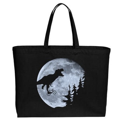 T-Rex Riding To The Moon  Cotton Canvas Jumbo Tote