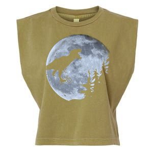 T-Rex Riding To The Moon  Garment-Dyed Women's Muscle Tee