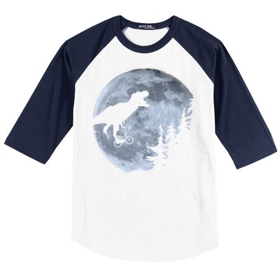 T-Rex Riding To The Moon  Baseball Sleeve Shirt