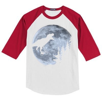 T-Rex Riding To The Moon  Kids Colorblock Raglan Jersey