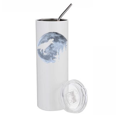 T-Rex Riding To The Moon  Stainless Steel Tumbler