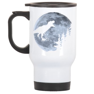 T-Rex Riding To The Moon  Stainless Steel Travel Mug