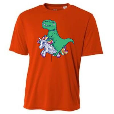 T-Rex Riding Unicorn Cooling Performance Crew T-Shirt