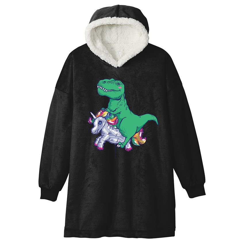 T-Rex Riding Unicorn Hooded Wearable Blanket