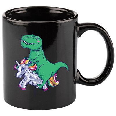 T-Rex Riding Unicorn 11oz C Handle Ceramic Mug