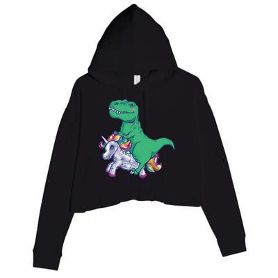 T-Rex Riding Unicorn Crop Fleece Hoodie