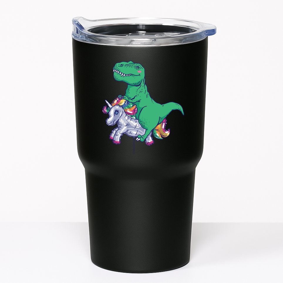 T-Rex Riding Unicorn Tumbler