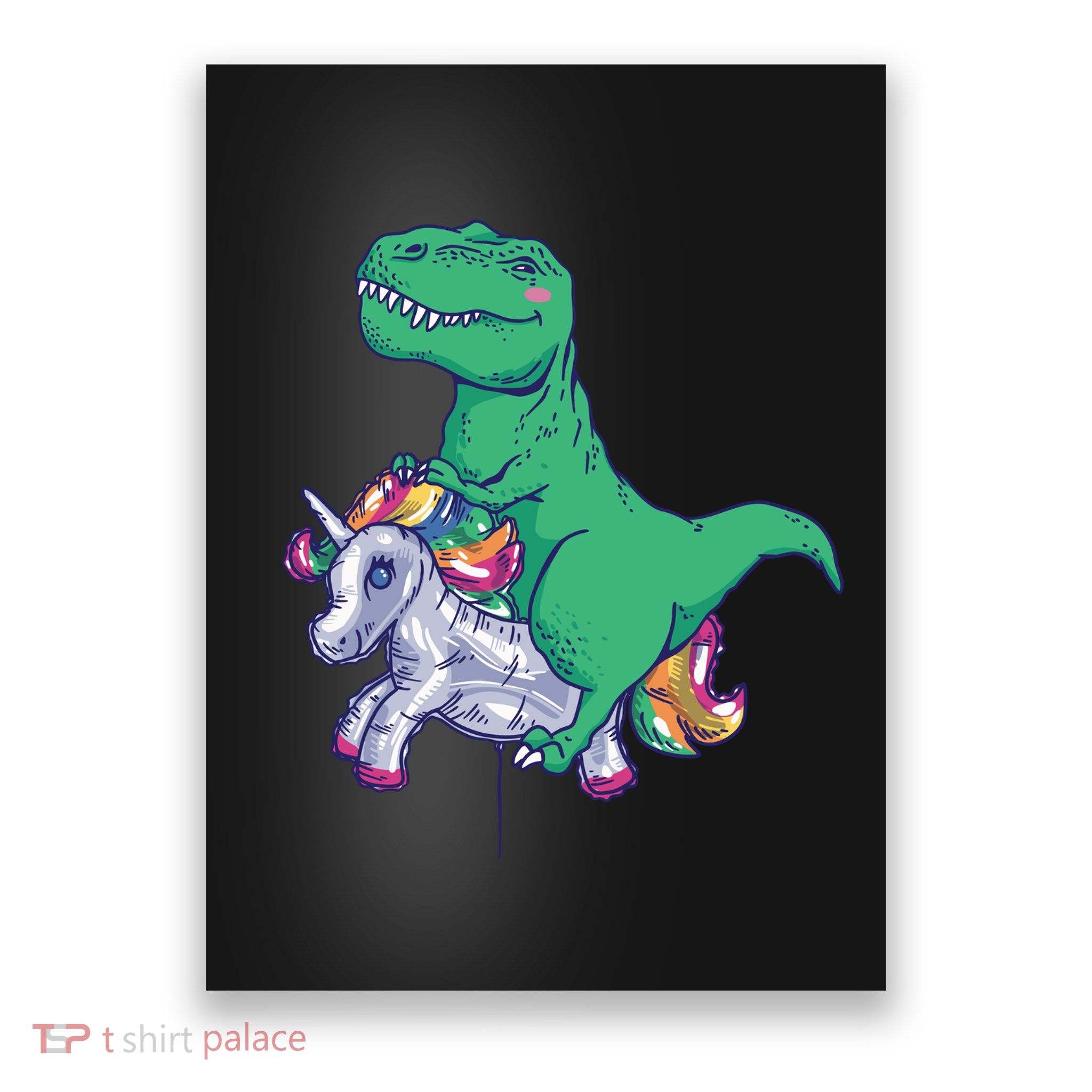T-Rex Riding Unicorn Poster