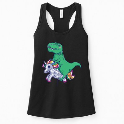 T-Rex Riding Unicorn Womens Tank Top