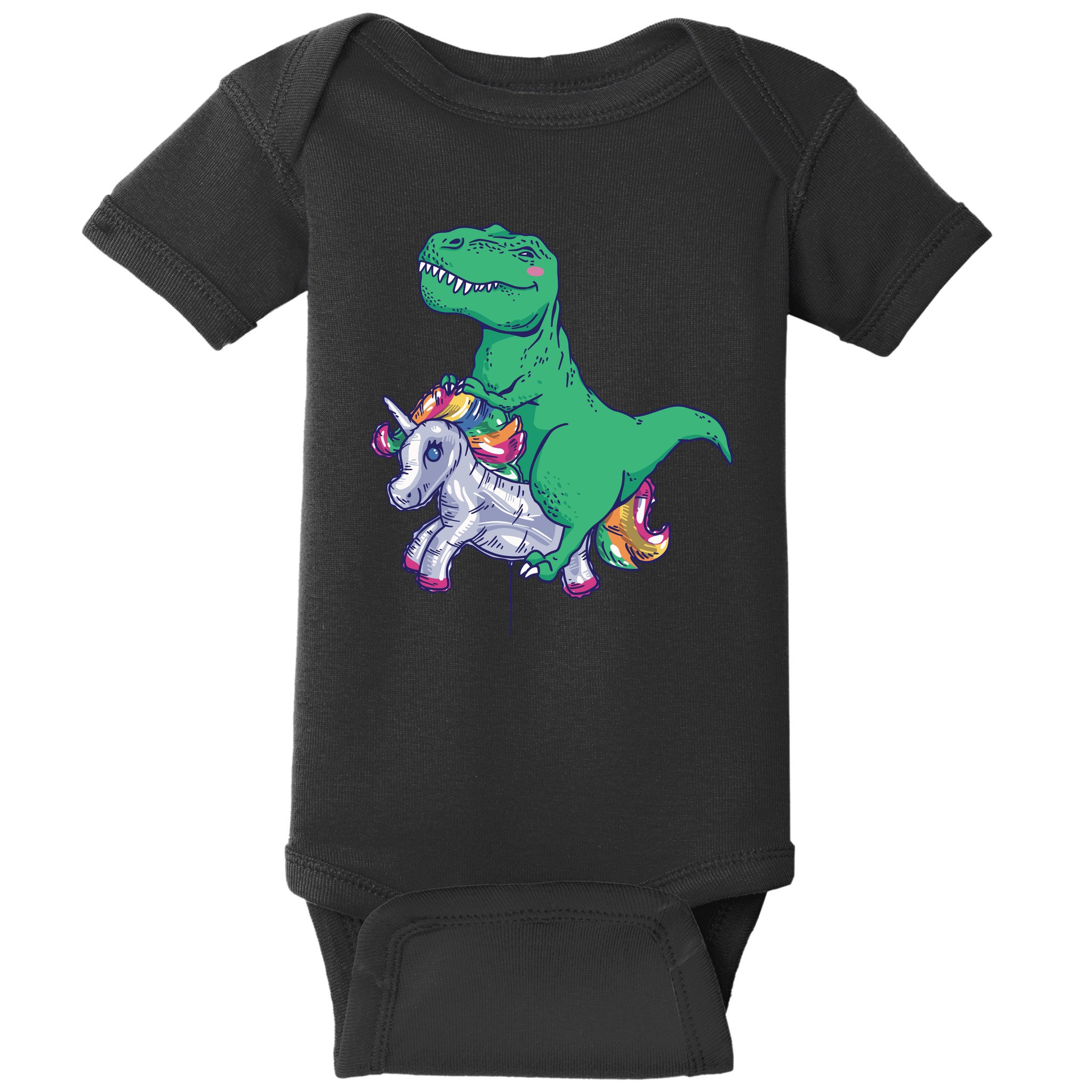 T-Rex Riding Unicorn Baby Bodysuit
