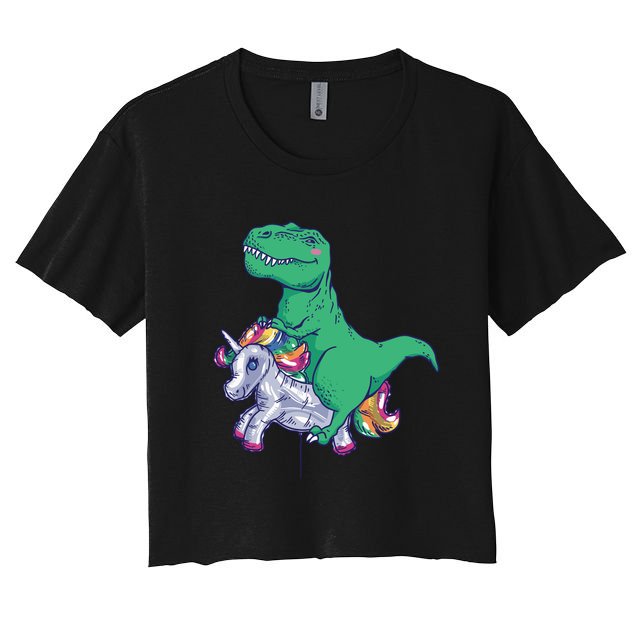 T-Rex Riding Unicorn Crop Top