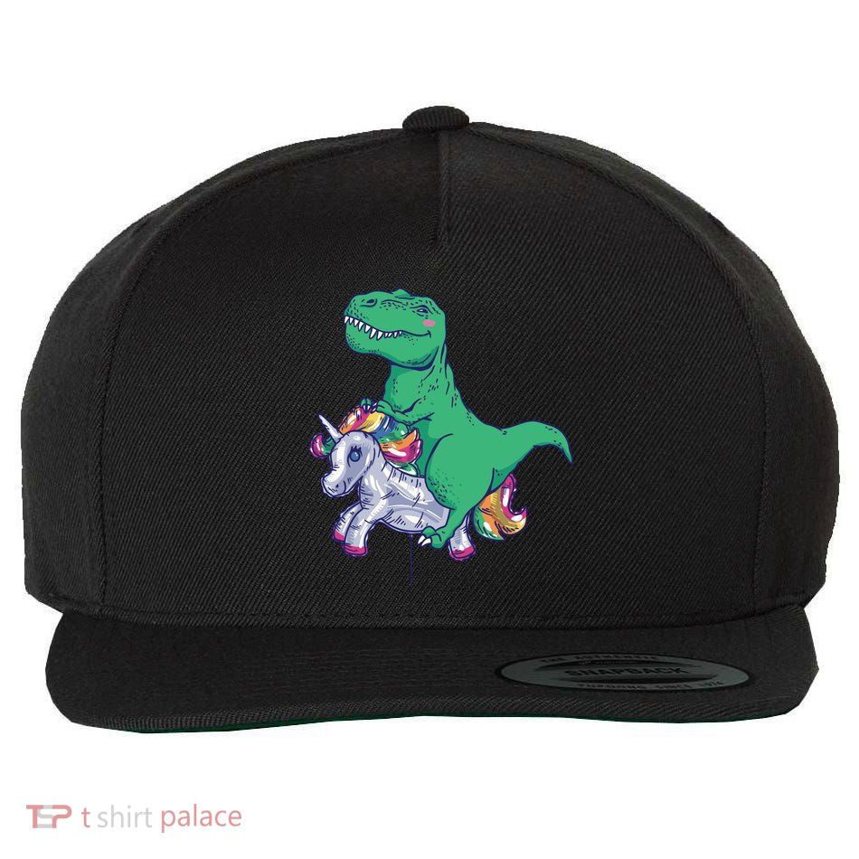 T-Rex Riding Unicorn Wool Snapback Cap