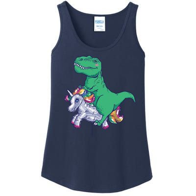 T-Rex Riding Unicorn Ladies Essential Tank