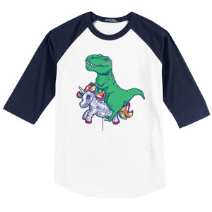 T-Rex Riding Unicorn Baseball Sleeve Shirt