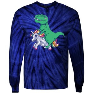 T-Rex Riding Unicorn Tie-Dye Long Sleeve Shirt