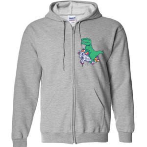 T-Rex Riding Unicorn Full Zip Hoodie