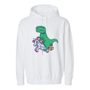 T-Rex Riding Unicorn Garment-Dyed Fleece Hoodie