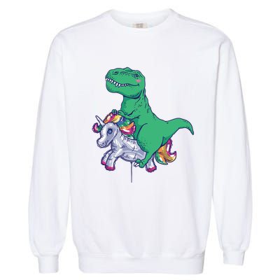 T-Rex Riding Unicorn Garment-Dyed Sweatshirt