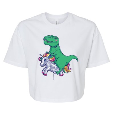 T-Rex Riding Unicorn Bella+Canvas Jersey Crop Tee