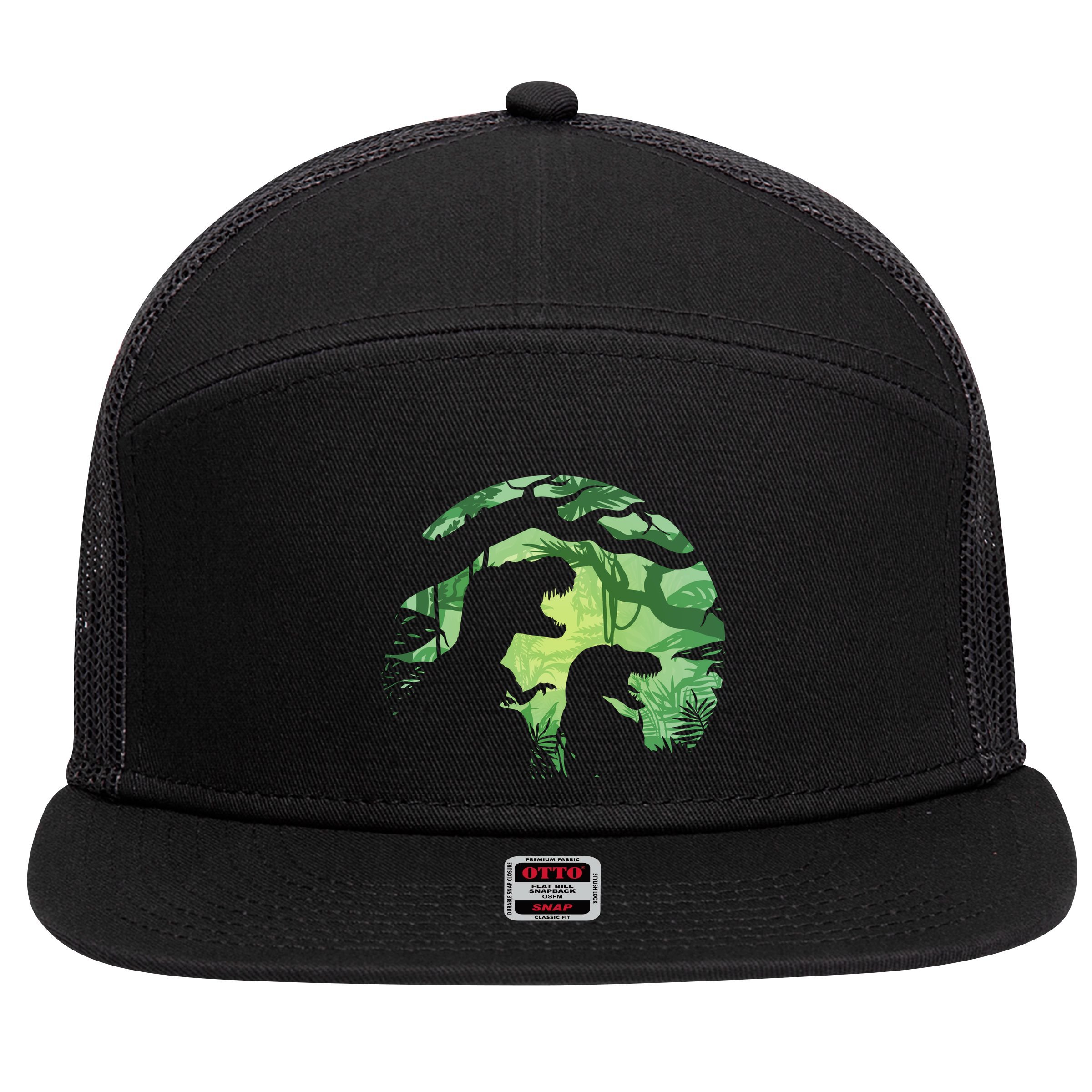 T-Rex Silhouette 7 Panel Mesh Trucker Snapback Hat