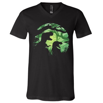 T-Rex Silhouette V-Neck T-Shirt