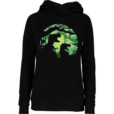 T-Rex Silhouette Womens Funnel Neck Pullover Hood