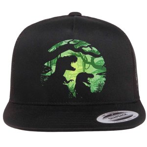 T-Rex Silhouette Flat Bill Trucker Hat