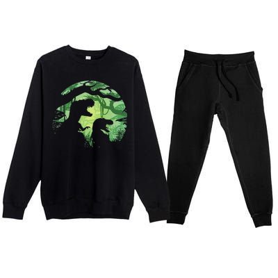 T-Rex Silhouette Premium Crewneck Sweatsuit Set