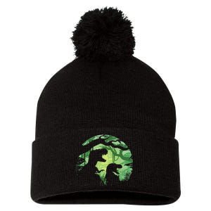 T-Rex Silhouette Pom Pom 12in Knit Beanie