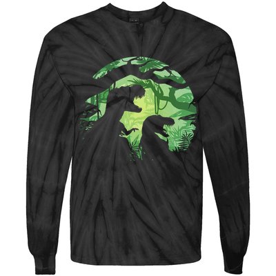 T-Rex Silhouette Tie-Dye Long Sleeve Shirt