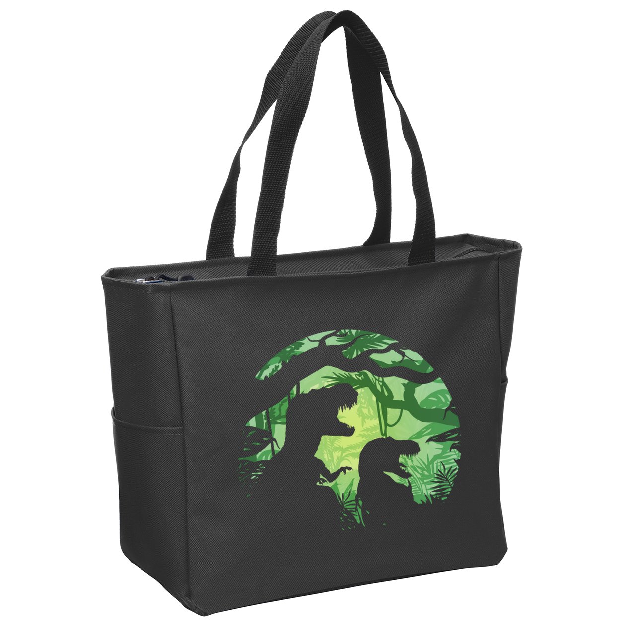 T-Rex Silhouette Zip Tote Bag