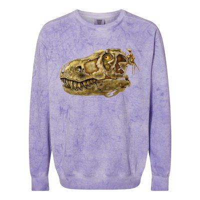 T-Rex Skull Skeleton Head Colorblast Crewneck Sweatshirt