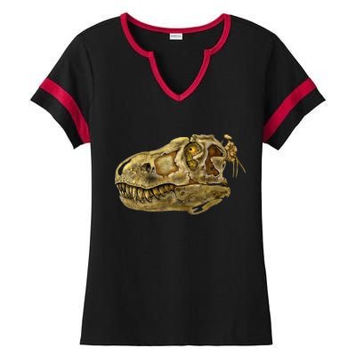 T-Rex Skull Skeleton Head Ladies Halftime Notch Neck Tee