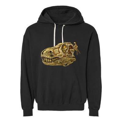 T-Rex Skull Skeleton Head Garment-Dyed Fleece Hoodie
